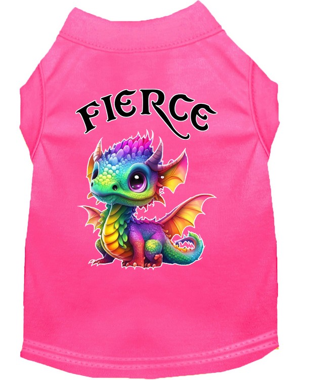 Fierce Dragon Screen Print Dog Shirt Bright Pink XS (8)